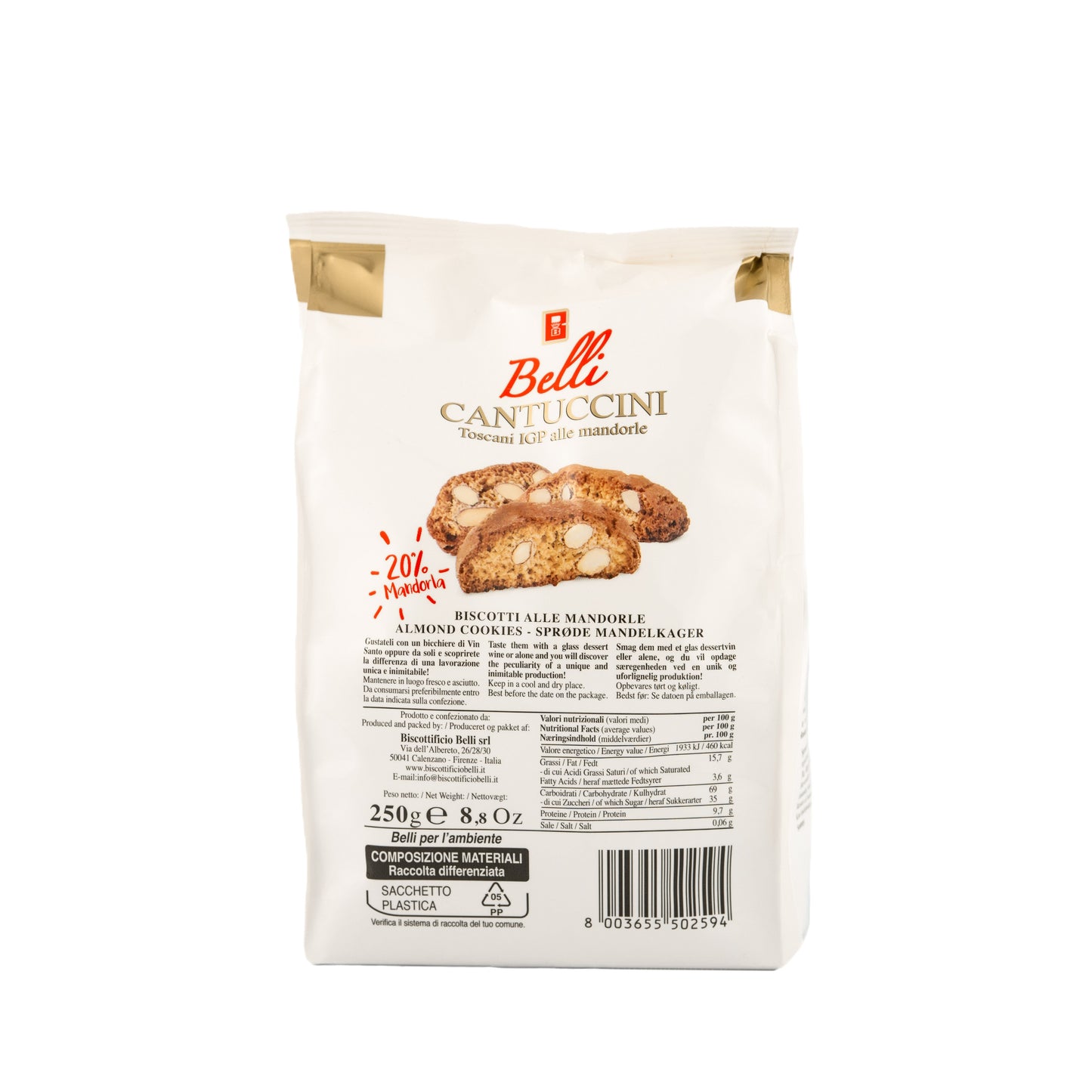 Cantuccini alle Mandorle 250gr - Belli - | Barista Italiano