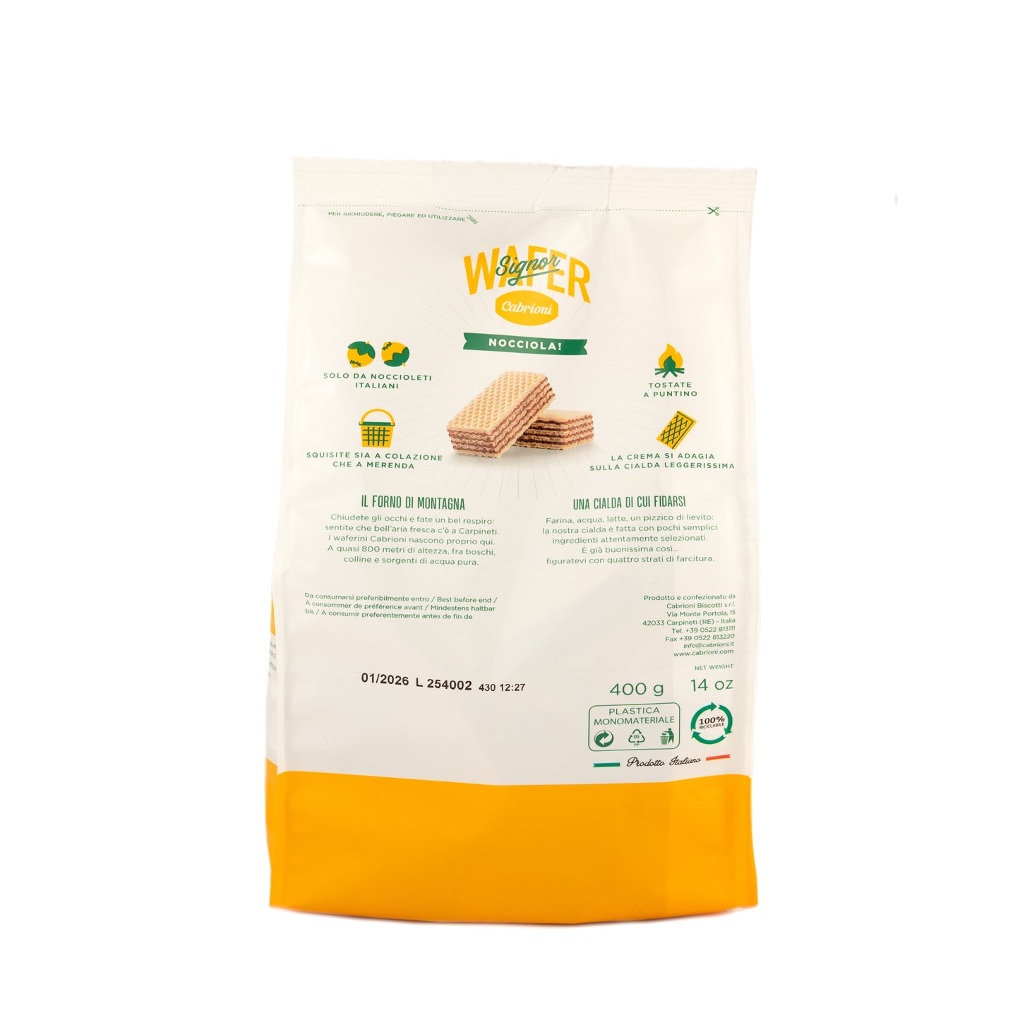 Wafer Cabrioni Nocciola - 400gr - | Barista Italiano